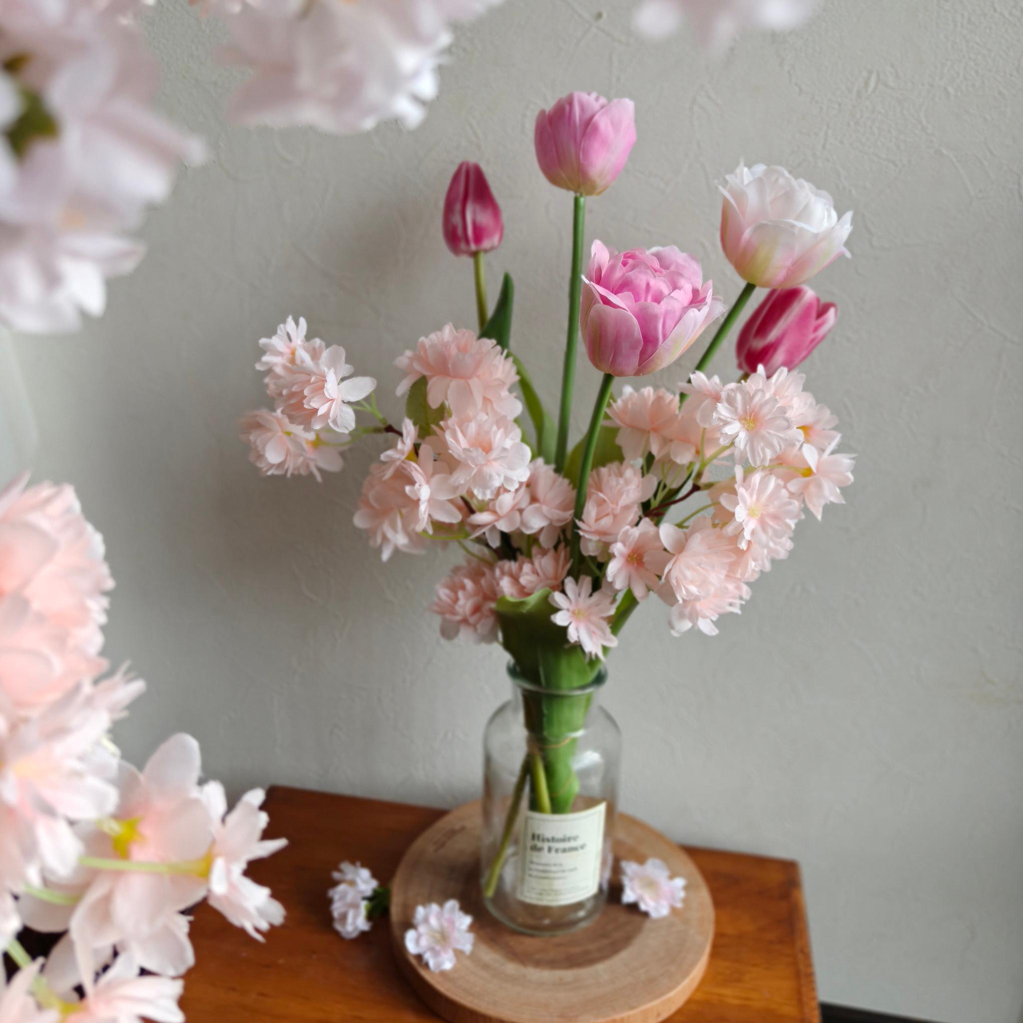 桜とチューリップのブーケ ひなまつり2026 インテリア お祝い花 入学祝い 母の日 店舗装飾 桜2026 新作2026 | 6枚目